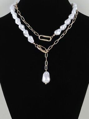 Stone Beaded Chain Clasp Statement Necklace